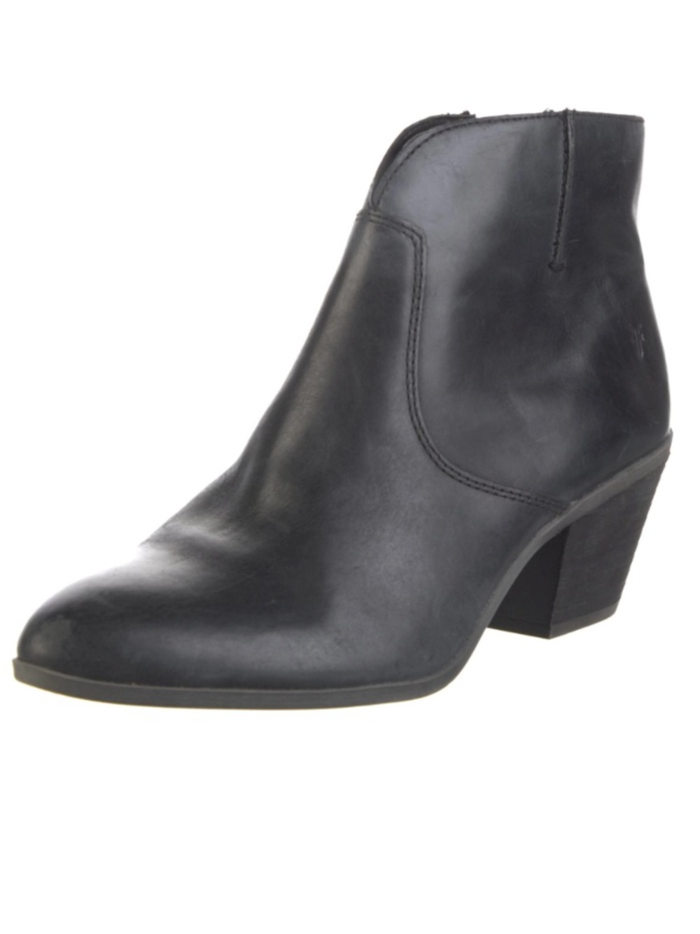 Frye Black Leather Ankle Boot with Block Heel